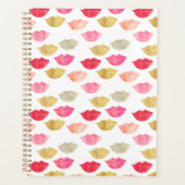 Rotes Rosa Wasserfarben Lippen Planer (Vorderseite)