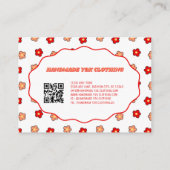 Rotes Rosa Y2K Blume Handgefertigte Kleidung Visitenkarte (Rückseite)