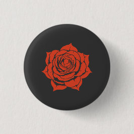 Rotes Rosen-Blumendesign - Kleiner Knopf Button