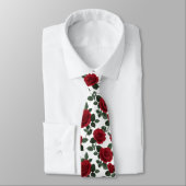 Rotes Rosen-Blumenmuster Krawatte (Gebunden)