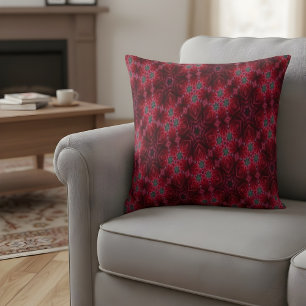 Rotes Rosen-Kaleidoskop-Blumenmuster Kissen