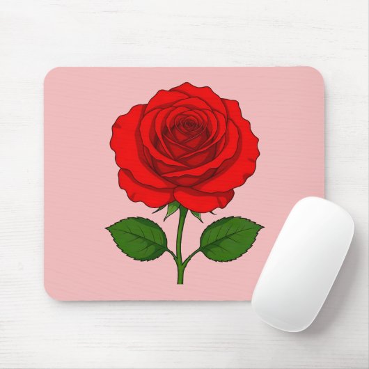Rotes Rosen-Mauspad Mousepad (Mit Mouse)