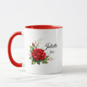 Rotes Rosen-Monogramm-Tasse – Juni-Geburtsblume Tasse (Links)
