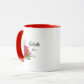 Rotes Rosen-Monogramm-Tasse – Juni-Geburtsblume Tasse (Vorderseite Links)
