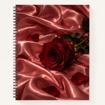 Rotes Rosen-Notizbuch | Romantisches rosa Satin-Ta