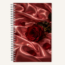 Rotes Rosen-Notizbuch | Romantisches rosa Satin-Ta