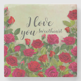 Rotes Rosen-Romantik-Design mit voller Anpassungsm Steinuntersetzer