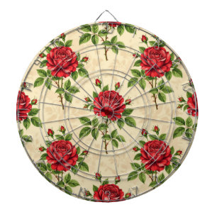 Rotes Rosen-Vintage-Muster Dartscheibe