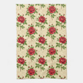 Rotes Rosen-Vintage-Muster Geschirrtuch (Vertikal)