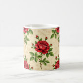Rotes Rosen-Vintage-Muster Kaffeetasse (Mittel)