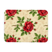 Rotes Rosen-Vintage-Muster Magnet (Horizontal)
