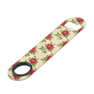 Rotes Rosen-Vintage-Muster Speed Flaschenöffner