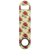 Rotes Rosen-Vintage-Muster Speed Flaschenöffner (Vorderseite)