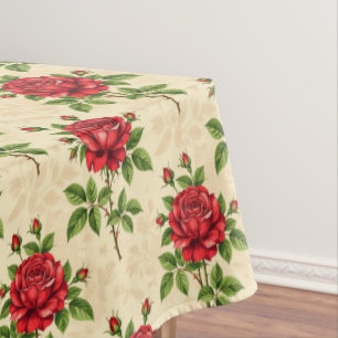 Rotes Rosen-Vintage-Muster Tischdecke