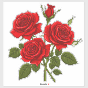 Rotes Rosenbouquet Aufkleber
