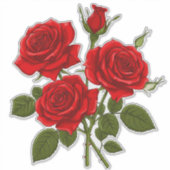 Rotes Rosenbouquet Aufkleber (Vorderseite)