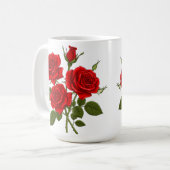 Rotes Rosenbouquet Kaffeetasse (Vorderseite Links)