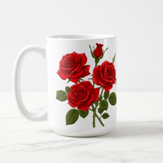 Rotes Rosenbouquet Kaffeetasse (Links)