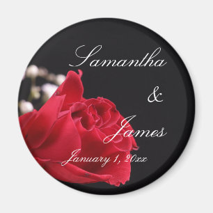 Rotes Rosenbouquet Persönliche Hochzeit Magnet