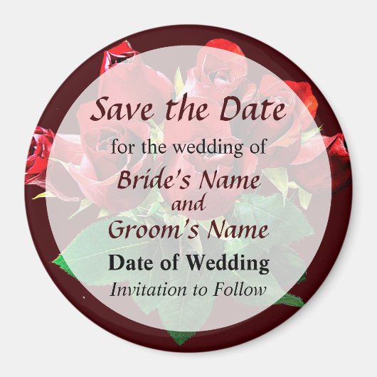 Rotes Rosenbouquet Save the Date Magnet (Vorne)