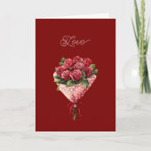 Rotes Rosenbouquet Valentinstag Karte (Vorderseite)