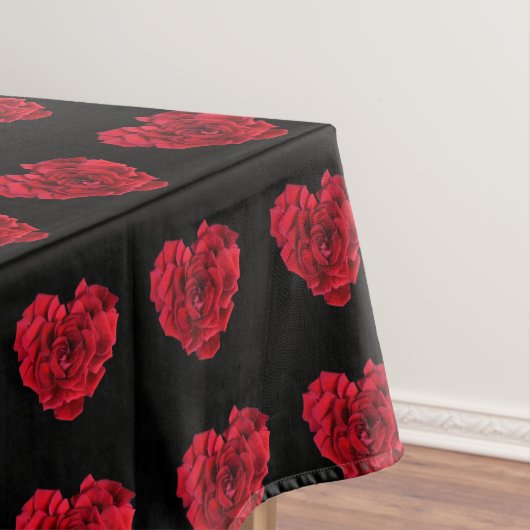 Rotes Rosenherz auf Schwarz Tischdecke (Beispiel)