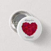 Rotes Rosenherz Romantisches Florales Benutzerdefi Button (Vorne & Hinten)