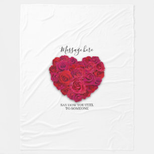 Rotes Rosenherz Romantisches Florales Benutzerdefi Fleecedecke