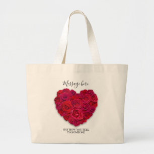 Rotes Rosenherz Romantisches Florales Benutzerdefi Jumbo Stoffbeutel