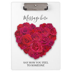 Rotes Rosenherz Romantisches Florales Benutzerdefi Klemmbrett