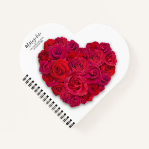 Rotes Rosenherz Romantisches Florales Benutzerdefi Notizblock