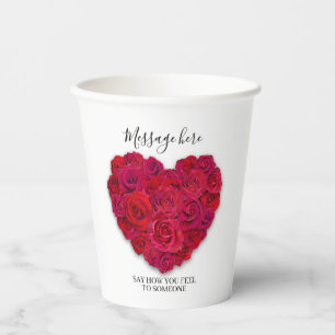 Rotes Rosenherz Romantisches Florales Maßgeschneid Pappbecher