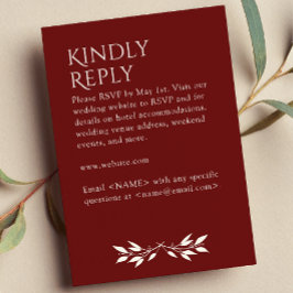 Rotes Rosenholz, Minimalistisch RSVP Karte