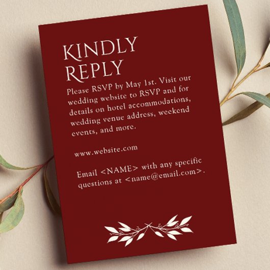 Rotes Rosenholz, Minimalistisch RSVP Karte