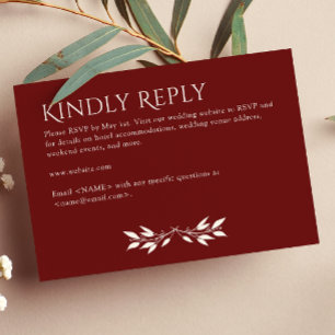 Rotes Rosenholz, Minimalistisch RSVP Karte