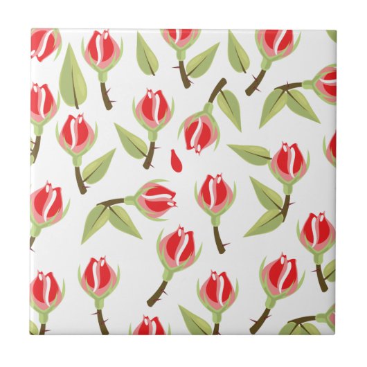 Rotes Rosenmuster Fliese (Vorderseite)