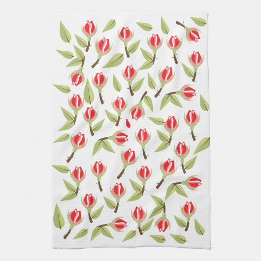 Rotes Rosenmuster Geschirrtuch (Vertikal)