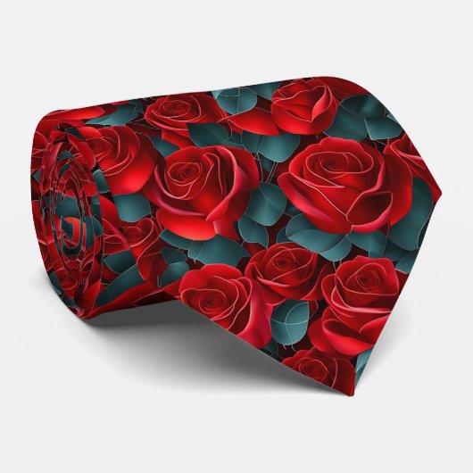 Rotes Rosenmuster-Halstuch Krawatte (Gerollt)