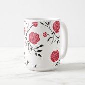 Rotes Rosenmuster Kaffeetasse (VorderseiteRechts)