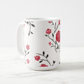 Rotes Rosenmuster Kaffeetasse (Vorderseite Links)