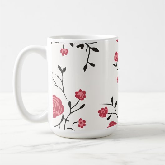 Rotes Rosenmuster Kaffeetasse (Links)