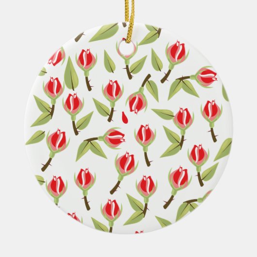 Rotes Rosenmuster Keramik Ornament (Vorne)