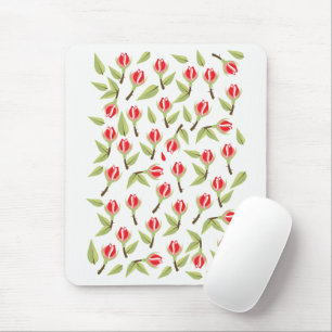Rotes Rosenmuster Mousepad