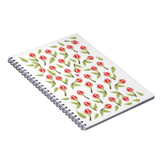 Rotes Rosenmuster Notizblock (Rechte Seite)
