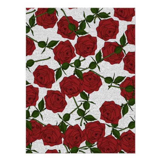 Rotes Rosenmuster Poster (Vorderseite)