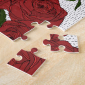 Rotes Rosenmuster Puzzle (Seite)