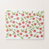 Rotes Rosenmuster Puzzle (Horizontal)