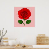 Rotes Rosenposter Poster (Küche)