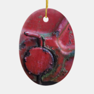 Rotes rostiges Lastwagen Nahaufnahme Keramik Ornament