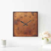 rotes Rostobjekt Quadratische Wanduhr (Zuhause)